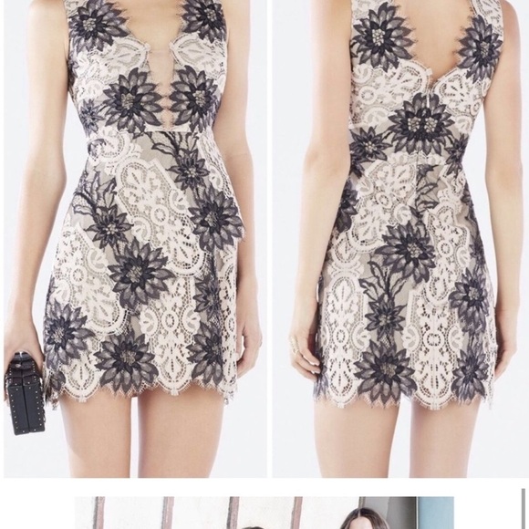 BCBG MAXAZRIA Azria Lynne Layered Floral Dress Wedding Formal Sz 6 Lace RARE​ - Picture 2 of 10